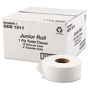GEN Jrt Jumbo Bath Tissue, Septic Safe, 1-ply, White, 9" Dia, 3.5 X 1,200 Ft, 12 Rolls-carton freeshipping - TVN Wholesale